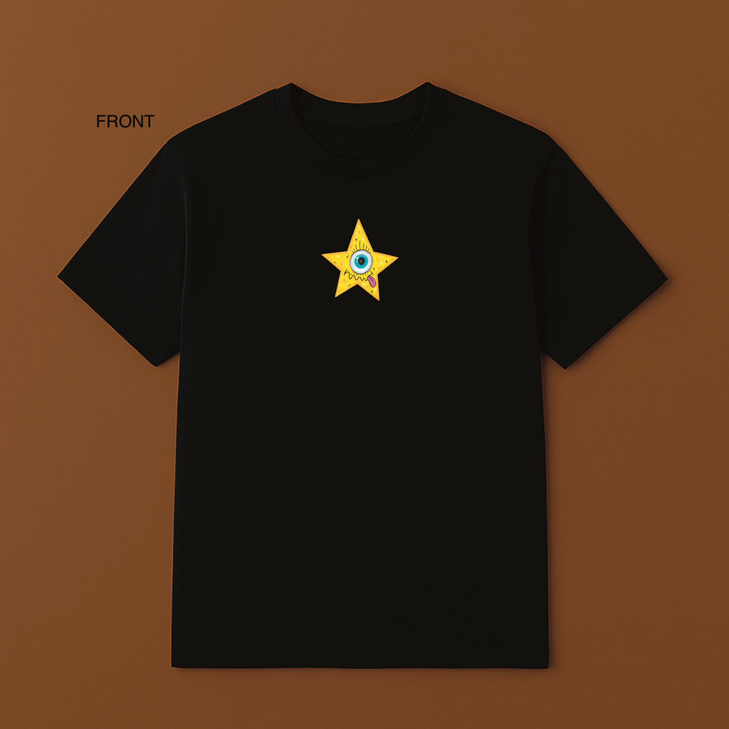 YELLOW STAR - Premium heavyweight black t-shirt