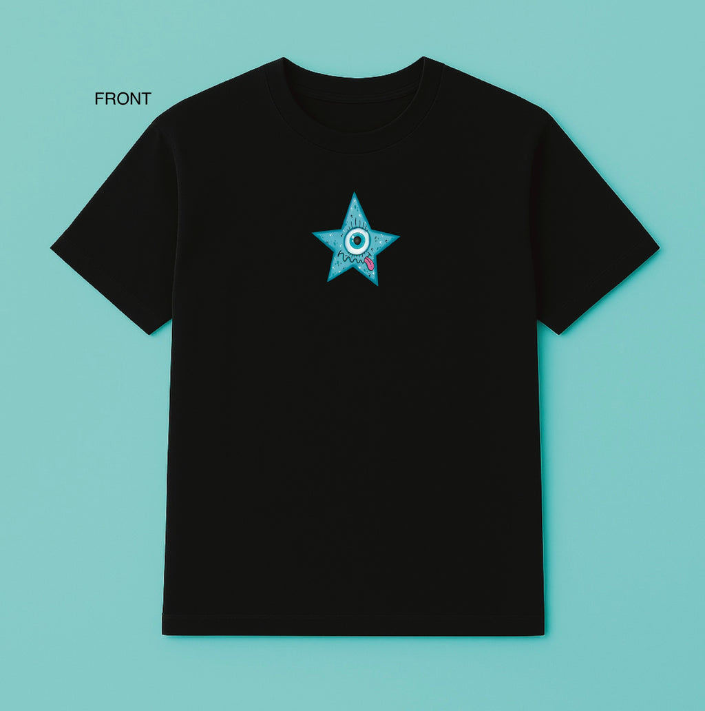 BLUE STAR - Premium heavyweight black t-shirt