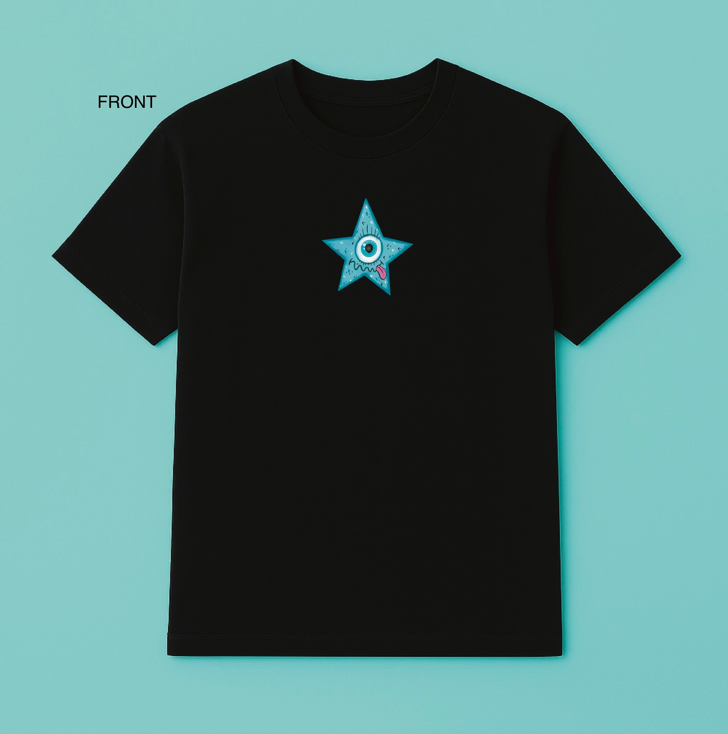 BLUE STAR - Premium heavyweight black t-shirt